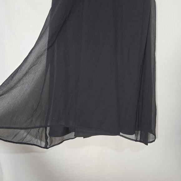 J. Crew Y2K Sophia Black 100% Silk Chiffon Surplice Empire Fairy Goth Dress 10 - Picture 4 of 7